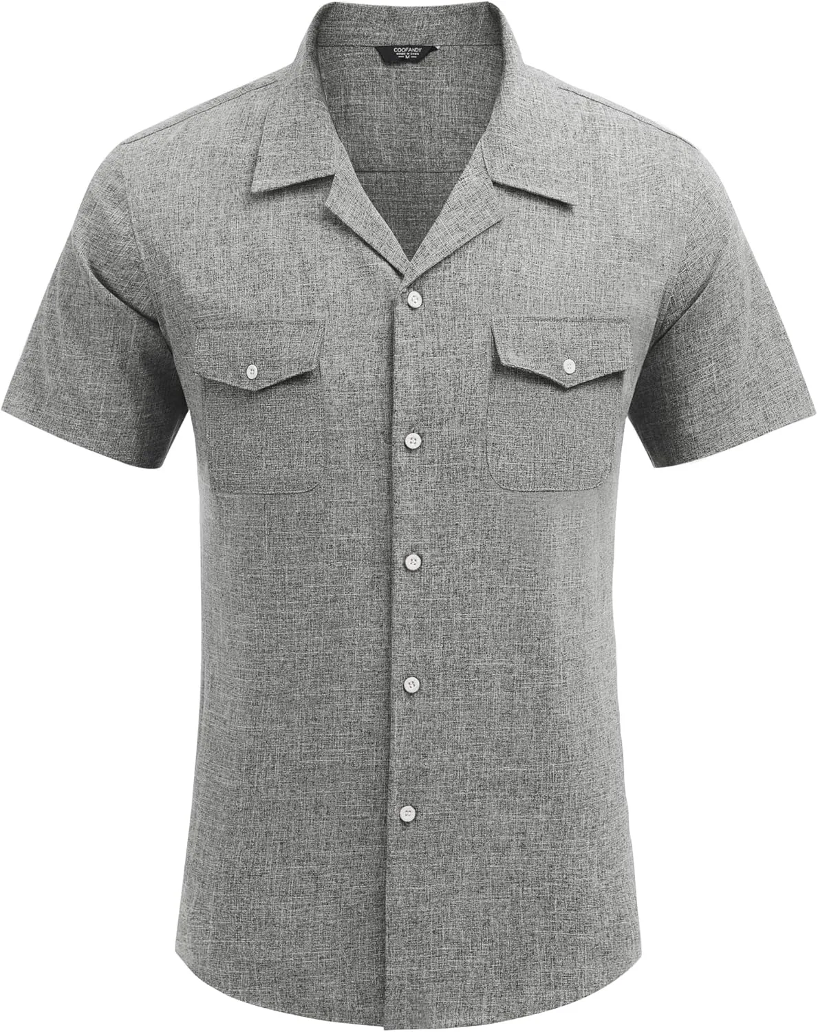 COOFANDY Men's Linen Short Sleeve Button Down Shirt Casual Cuban Collar Summer Beach Shirts Vacation Essentials