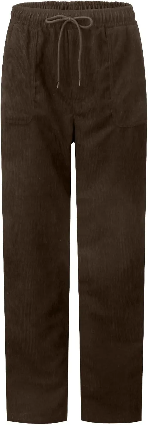 Corduroy Pants Women High Waisted Drawstring Casual Straight Leg Pants Loose Comfy Lounge Pants Trousers with Pockets