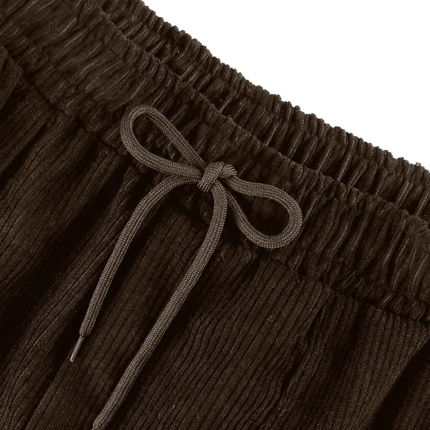 Corduroy Pants Women High Waisted Drawstring Casual Straight Leg Pants Loose Comfy Lounge Pants Trousers with Pockets