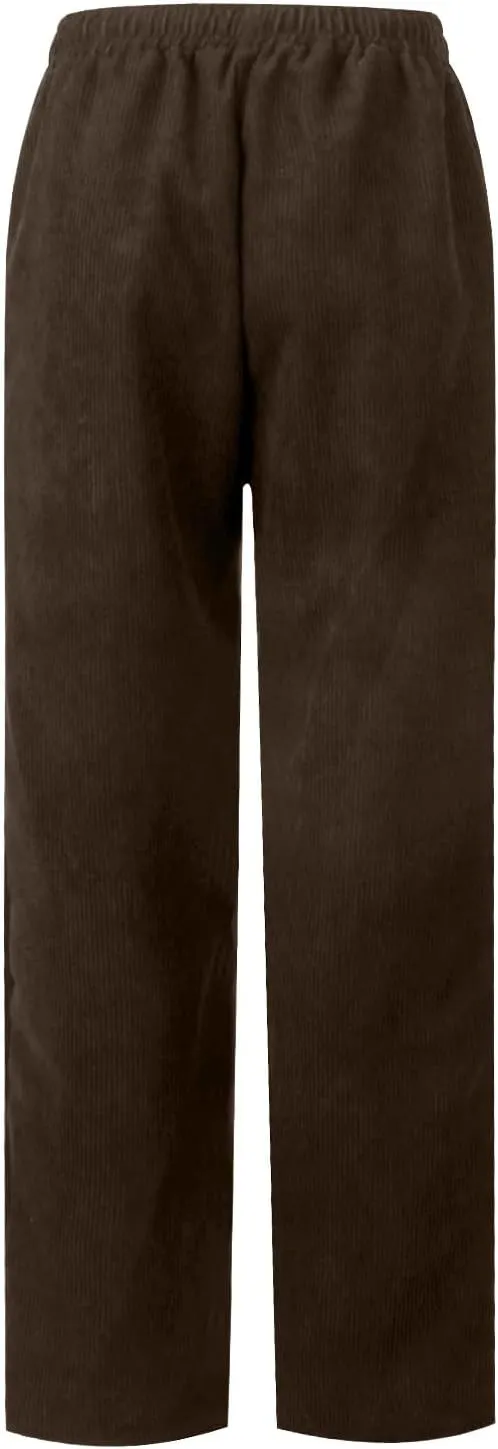 Corduroy Pants Women High Waisted Drawstring Casual Straight Leg Pants Loose Comfy Lounge Pants Trousers with Pockets
