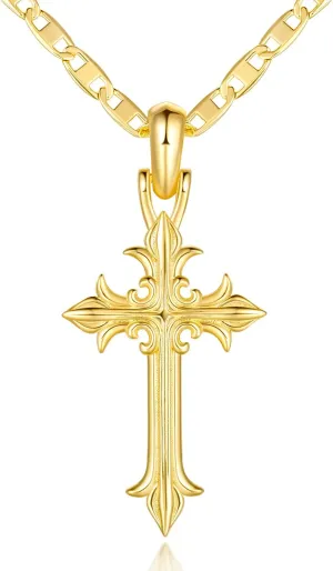 Cross Necklace 14K Gold Cross Necklaces for Women Gold Chain Necklace Women Mariner Womens Pendant Necklaces 48cm