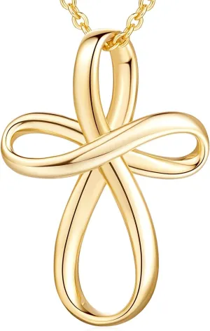 Cross Necklace 14K Gold Cross Necklaces for Women Twisted Gold Chain Necklace for Womens Pendant Necklaces 24mm