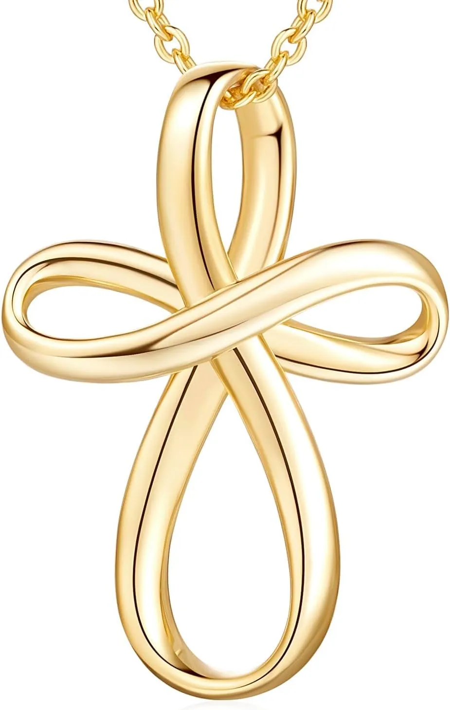 Cross Necklace 14K Gold Cross Necklaces for Women Twisted Gold Chain Necklace for Womens Pendant Necklaces 24mm