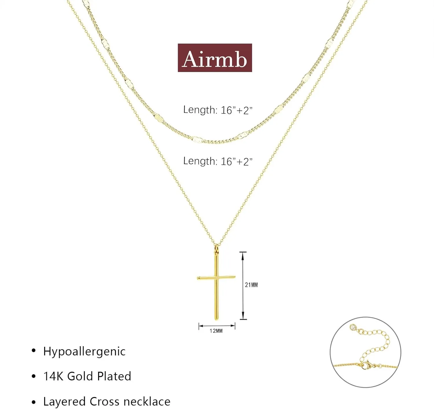 Cross Necklace for Women Gold/Silver Plated Layered Dainty Cross Chain Trendy Choker Satellite Charm Small Crucifix Pendant Gold/Silver Necklace Stackable Hypoallergenic Delicate Gift for Women