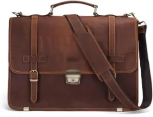Crossbody Bag Men Men's Leather Briefcase Business Bag for 14" Leather Shoulder Messenger Bags Male