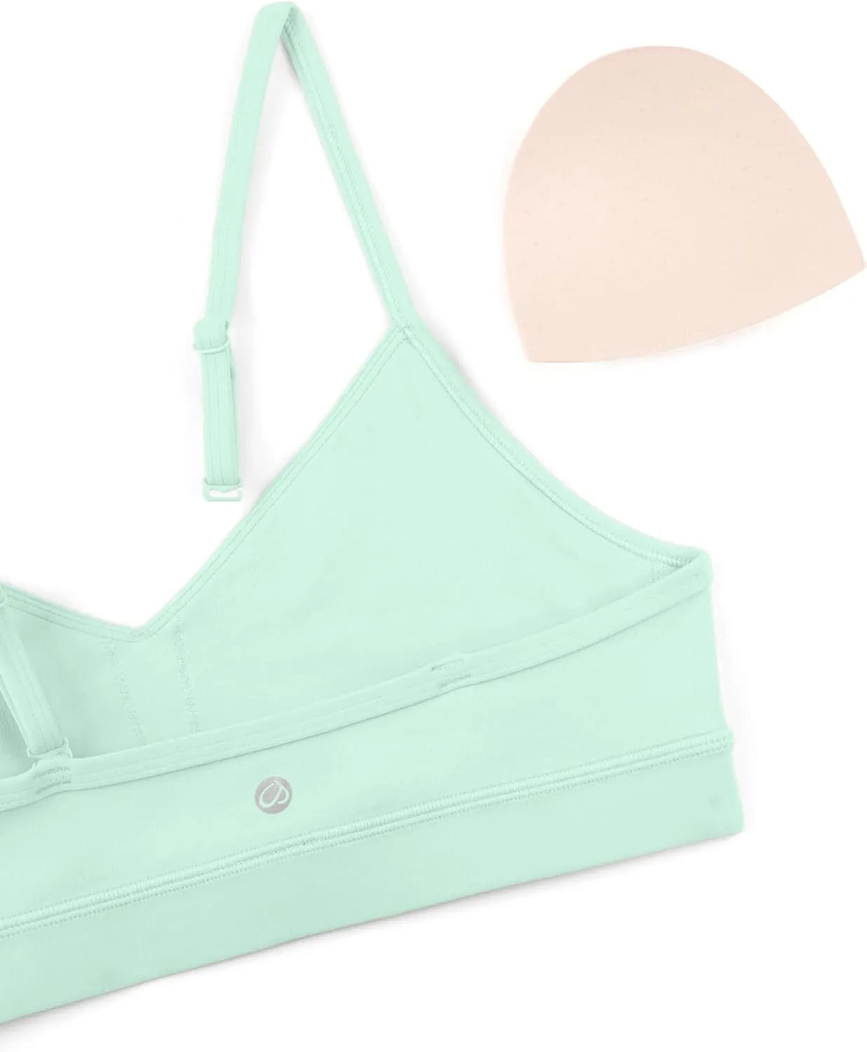 CRZ YOGA Butterluxe V-Neck Sports Bras for Women - Adjustable Thin Straps Padded Yoga Top Basic Wireless Camisole