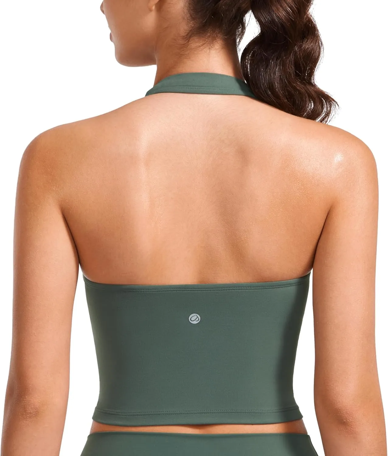 CRZ YOGA Womens Butterluxe Halter Longline Sports Bra - Padded Workout Yoga Crop Tops Tanks with Built in Pads