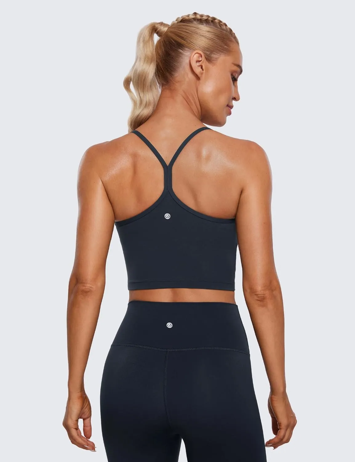 CRZ YOGA Womens Butterluxe Y Back Longline Sports Bras - Spaghetti Straps Racerback Padded Yoga Workout Crop Tank Top