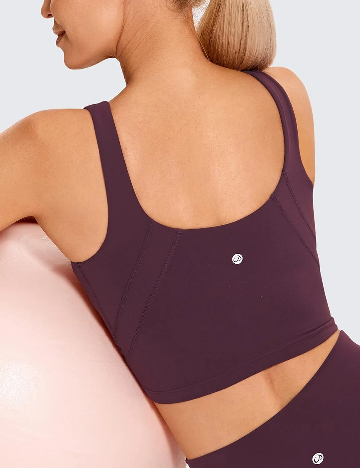 CRZ YOGA Womens U Back Sports Bras Padded High Neck Crop Workout Tank Tops