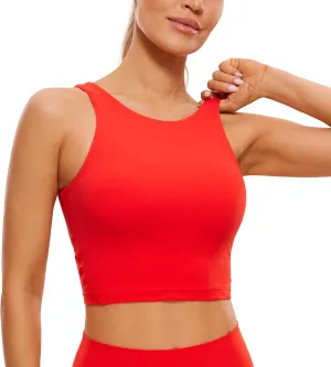 CRZ YOGA Womens U Back Sports Bras Padded High Neck Crop Workout Tank Tops