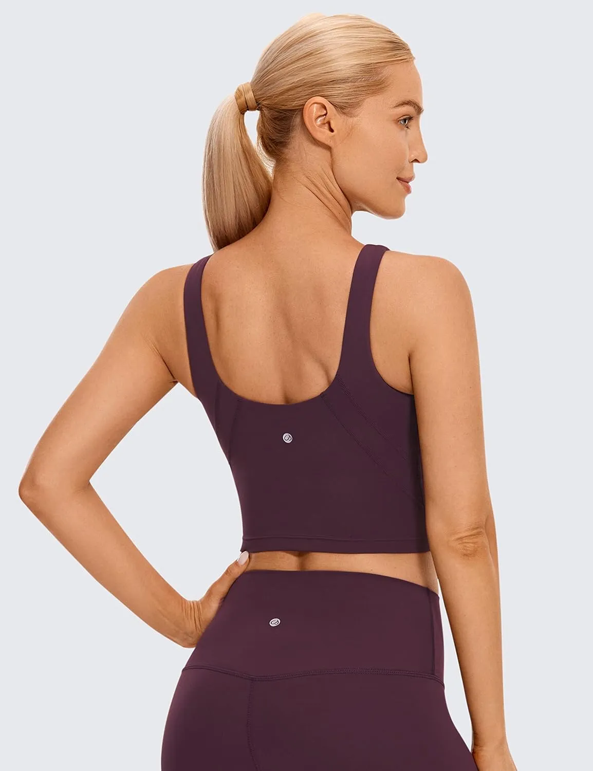 CRZ YOGA Womens U Back Sports Bras Padded High Neck Crop Workout Tank Tops