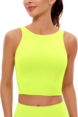 CRZ YOGA Womens U Back Sports Bras Padded High Neck Crop Workout Tank Tops