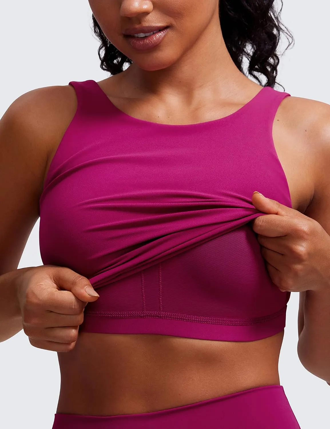 CRZ YOGA Womens U Back Sports Bras Padded High Neck Crop Workout Tank Tops