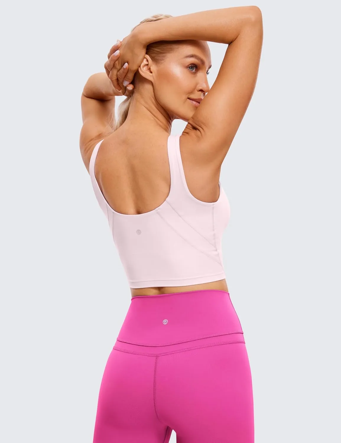CRZ YOGA Womens U Back Sports Bras Padded High Neck Crop Workout Tank Tops