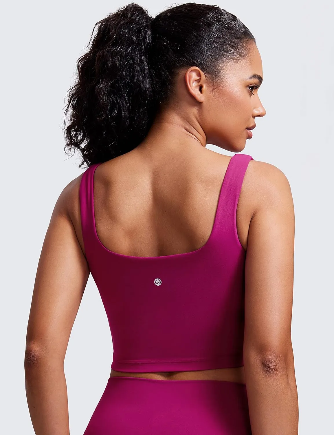 CRZ YOGA Womens U Back Sports Bras Padded High Neck Crop Workout Tank Tops