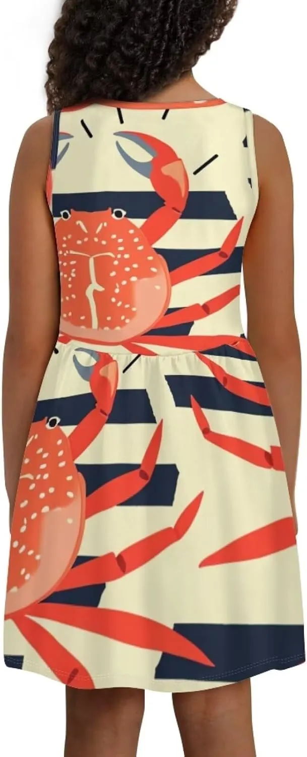 Cute Animal Dress for Girls Sleeveless Loose Fit Summer Dresses with Pockets Swing Sundress