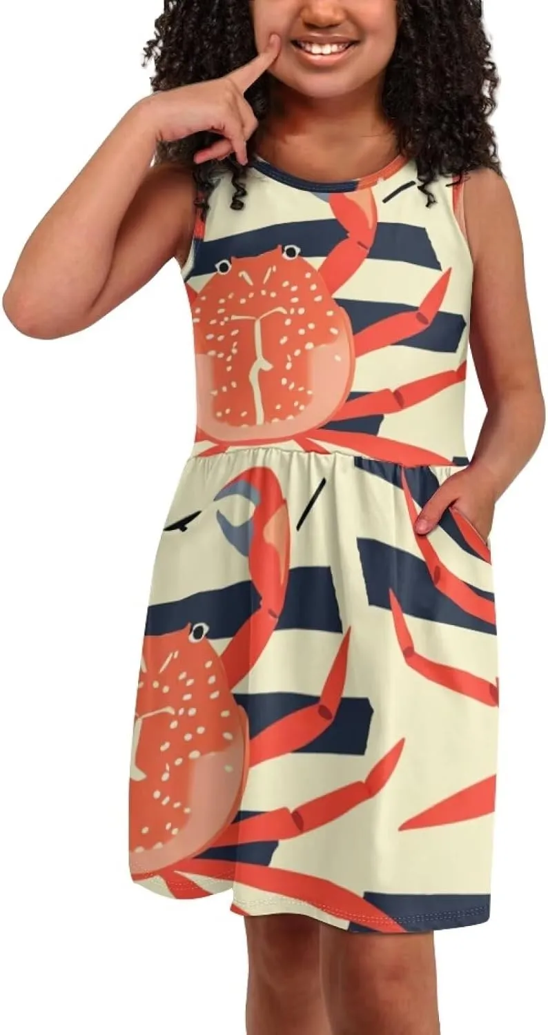 Cute Animal Dress for Girls Sleeveless Loose Fit Summer Dresses with Pockets Swing Sundress