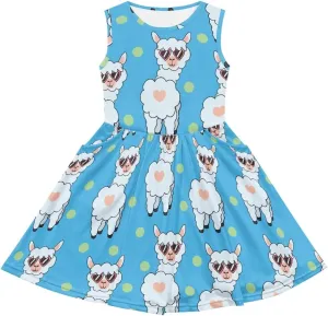 Cute Animal Dress for Girls Sleeveless Loose Fit Summer Dresses with Pockets Swing Sundress