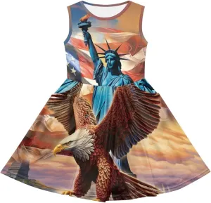 Cute Animal Dress for Girls Sleeveless Loose Fit Summer Dresses with Pockets Swing Sundress