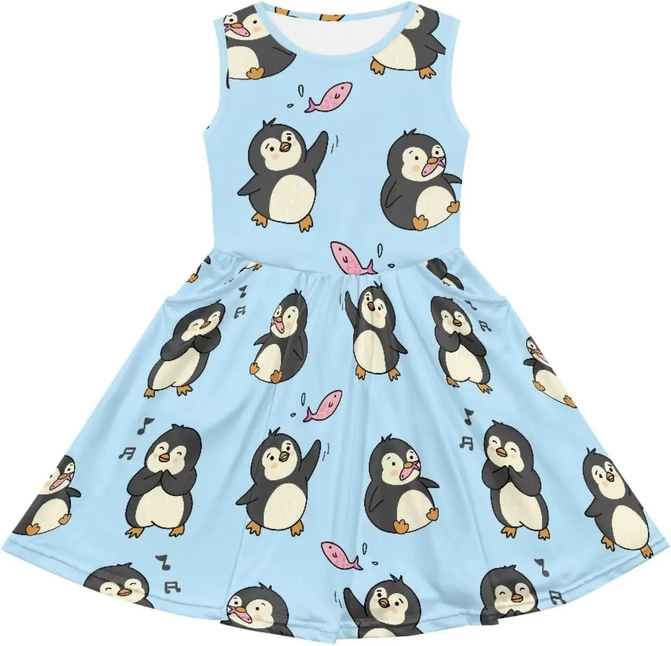 Cute Animal Dress for Girls Sleeveless Loose Fit Summer Dresses with Pockets Swing Sundress
