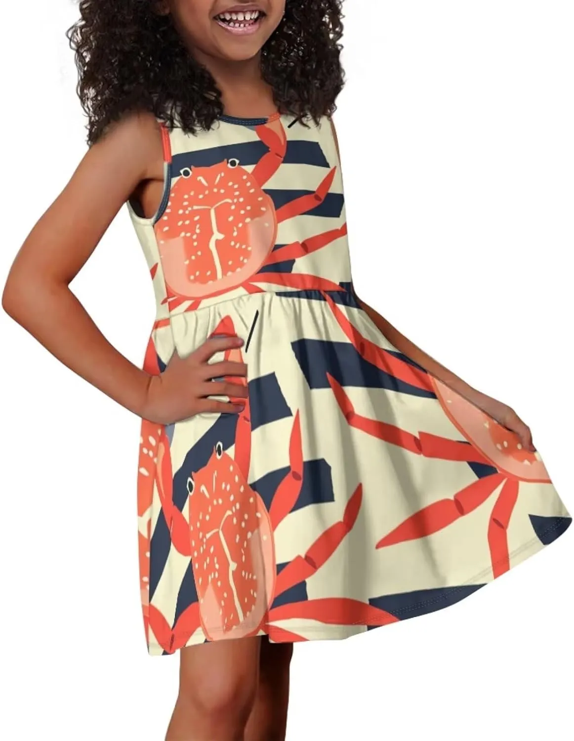 Cute Animal Dress for Girls Sleeveless Loose Fit Summer Dresses with Pockets Swing Sundress