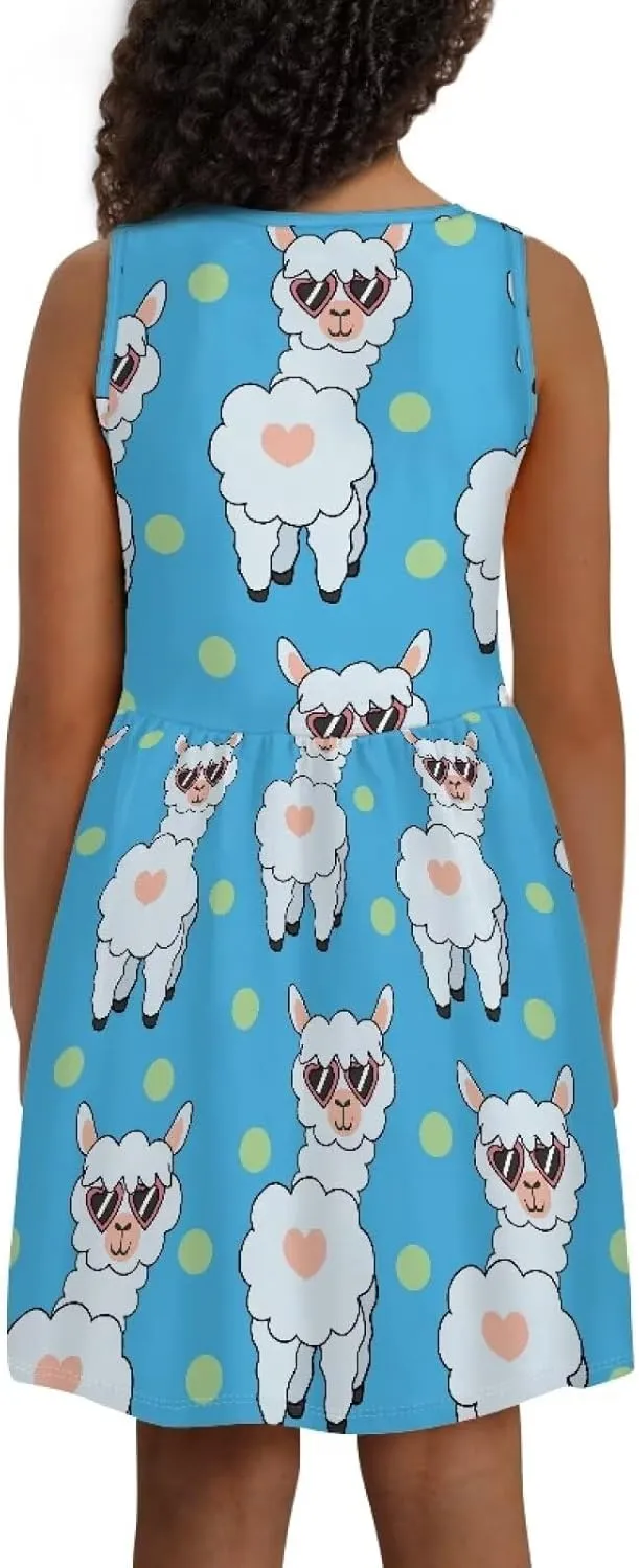 Cute Animal Dress for Girls Sleeveless Loose Fit Summer Dresses with Pockets Swing Sundress
