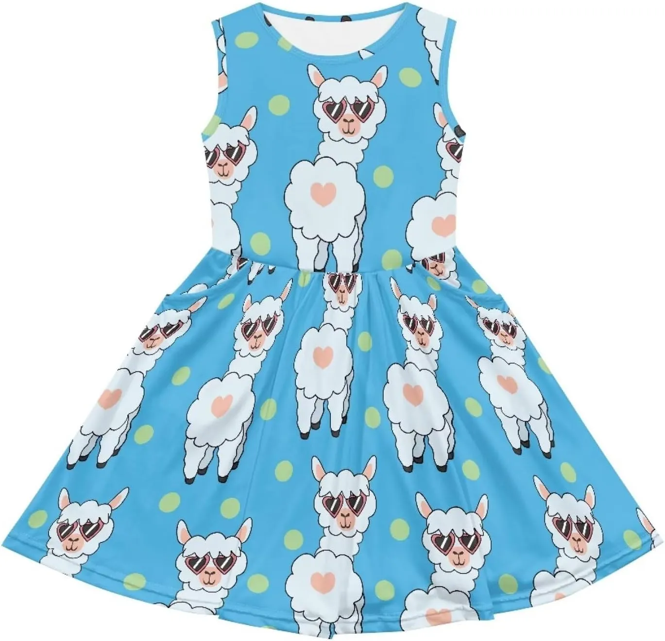 Cute Animal Dress for Girls Sleeveless Loose Fit Summer Dresses with Pockets Swing Sundress