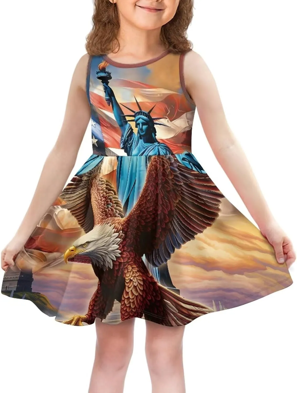 Cute Animal Dress for Girls Sleeveless Loose Fit Summer Dresses with Pockets Swing Sundress