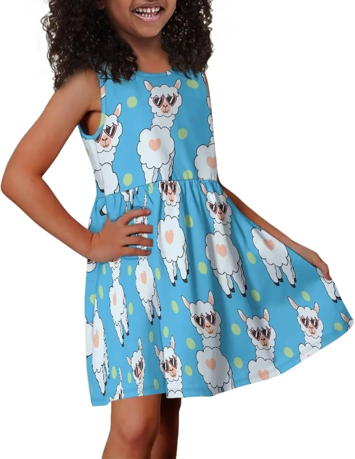 Cute Animal Dress for Girls Sleeveless Loose Fit Summer Dresses with Pockets Swing Sundress