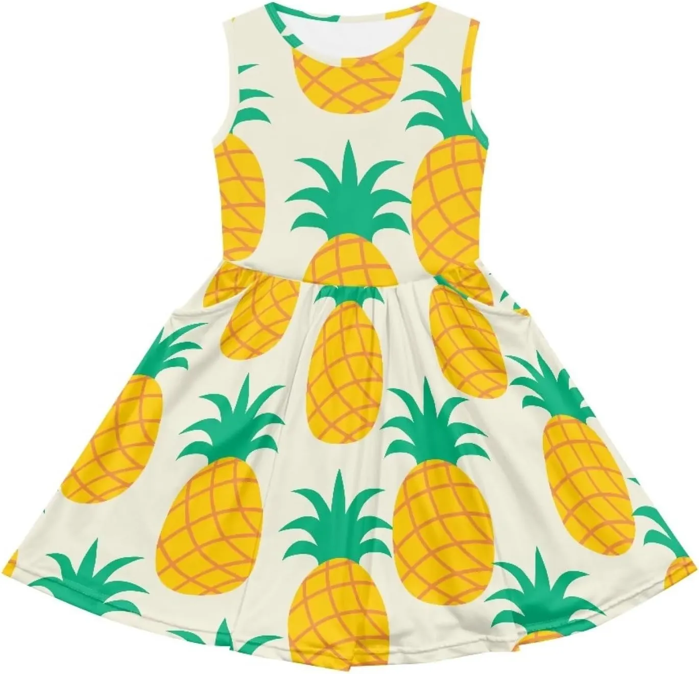 Cute Floral Sundress for Girls Comfy Soft Swing Loose Fit Sleeveless Summer Dress with Pockets
