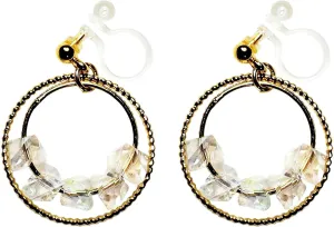 Dangle Silver Invisible Clip On Earrings for Women Not Pierced Gold Crystal Rhinestone Comfortable Hoop Fringe Long Chain Clip On Earrings Miyabi Grace