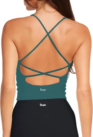 Danysu Sculpt Workout Tank Tops Women Backless Longline Sports Bras Strappy Padded Yoga Top