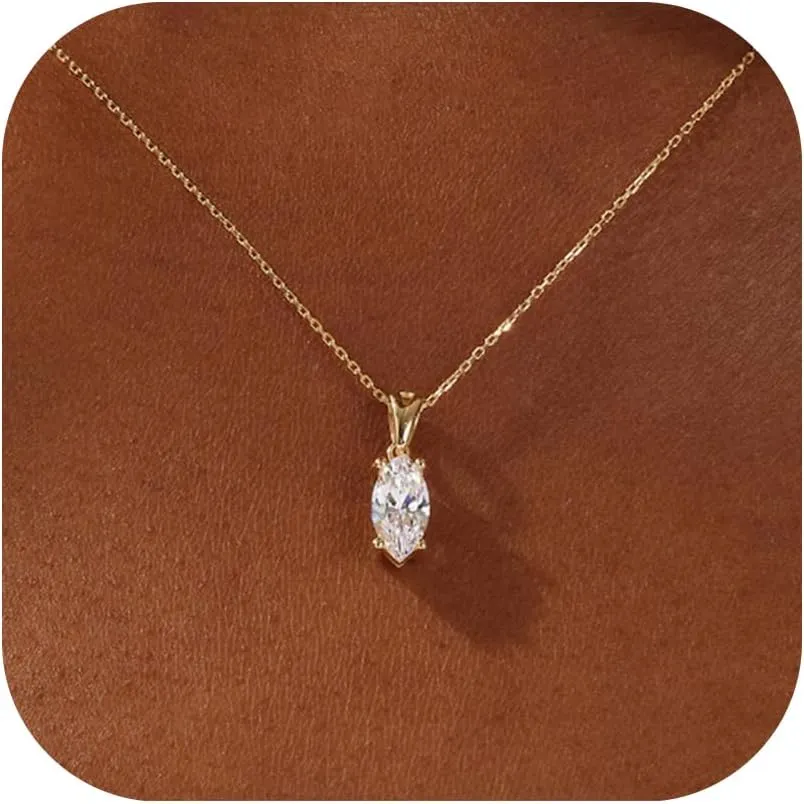 Diamond Necklaces for Women Dainty Choker Necklace Simple 14k Gold Plated CZ Jewelry Necklaces
