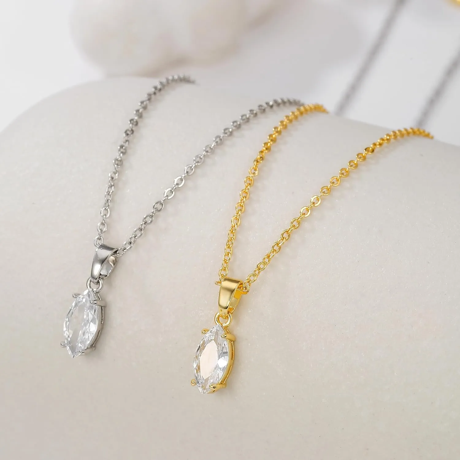 Diamond Necklaces for Women Dainty Choker Necklace Simple 14k Gold Plated CZ Jewelry Necklaces