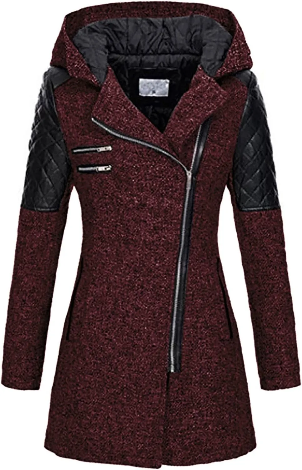 Double Breasted Trench Coats for Women 2024 Winter Wool Blend Lining Peacoats Mid-Length Hooded Jackets with Belt