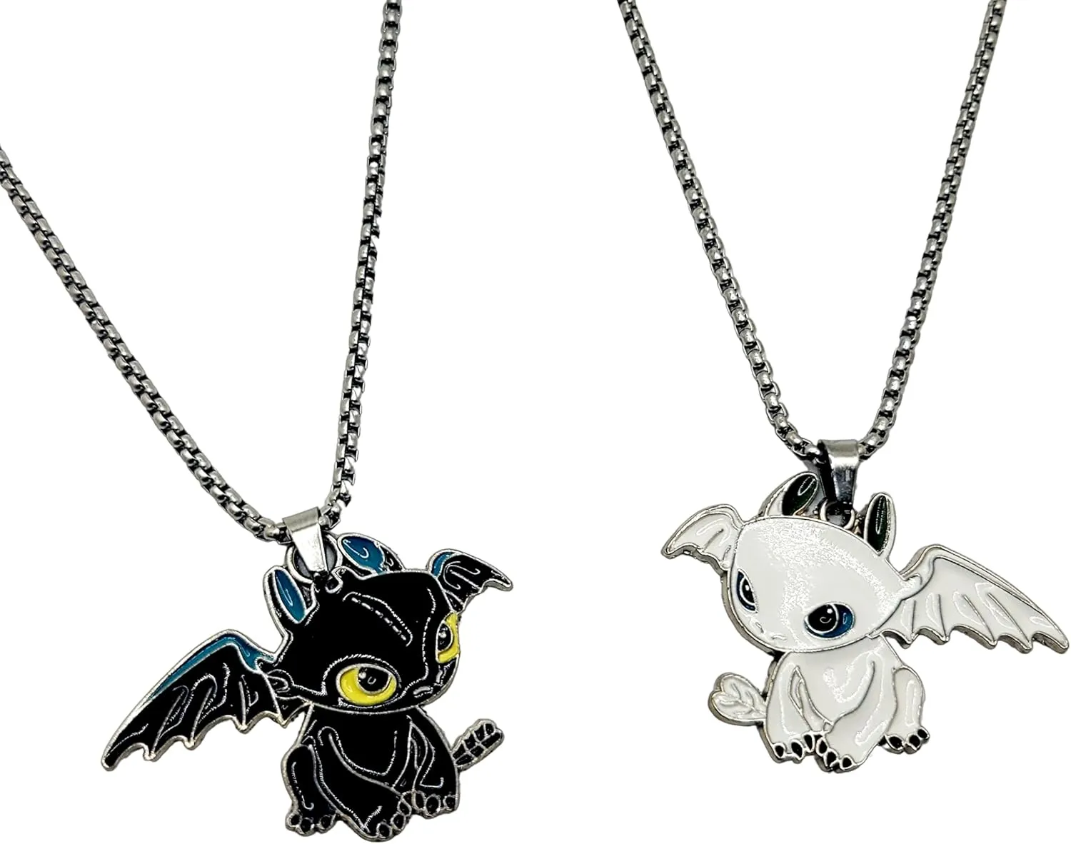 Dragon Matching Necklaces for Couples Lovers Boyfriend Girlfriend Gift Goth Emo Black White Cute Jewelry