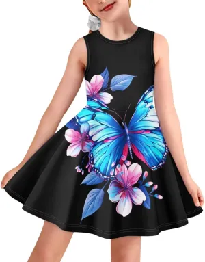Dreaweet Cute Girl's Dresses Casual Loose Tank Party Dress Midi Swing Dresses Cute Shift Dress for 3-16 Years Old Kids