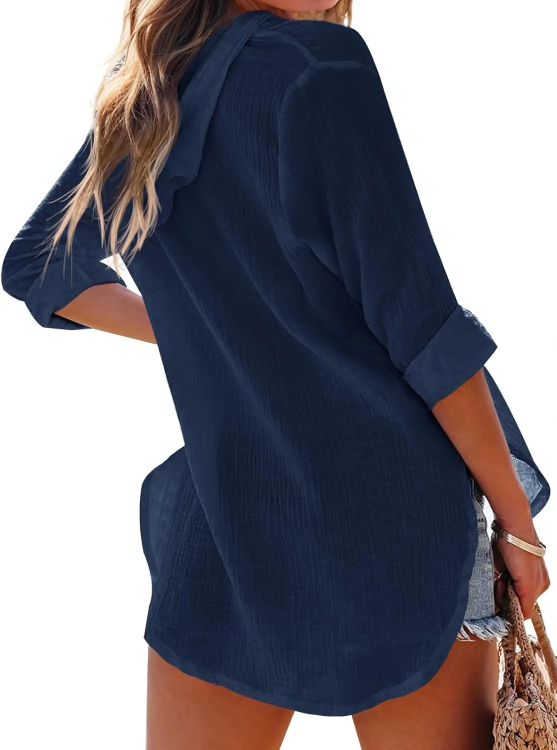 Ebifin Women's Beach Cover Up hoodies sweatshirt Long Sleeve V Neck Pocketed Hooded Shirt Top