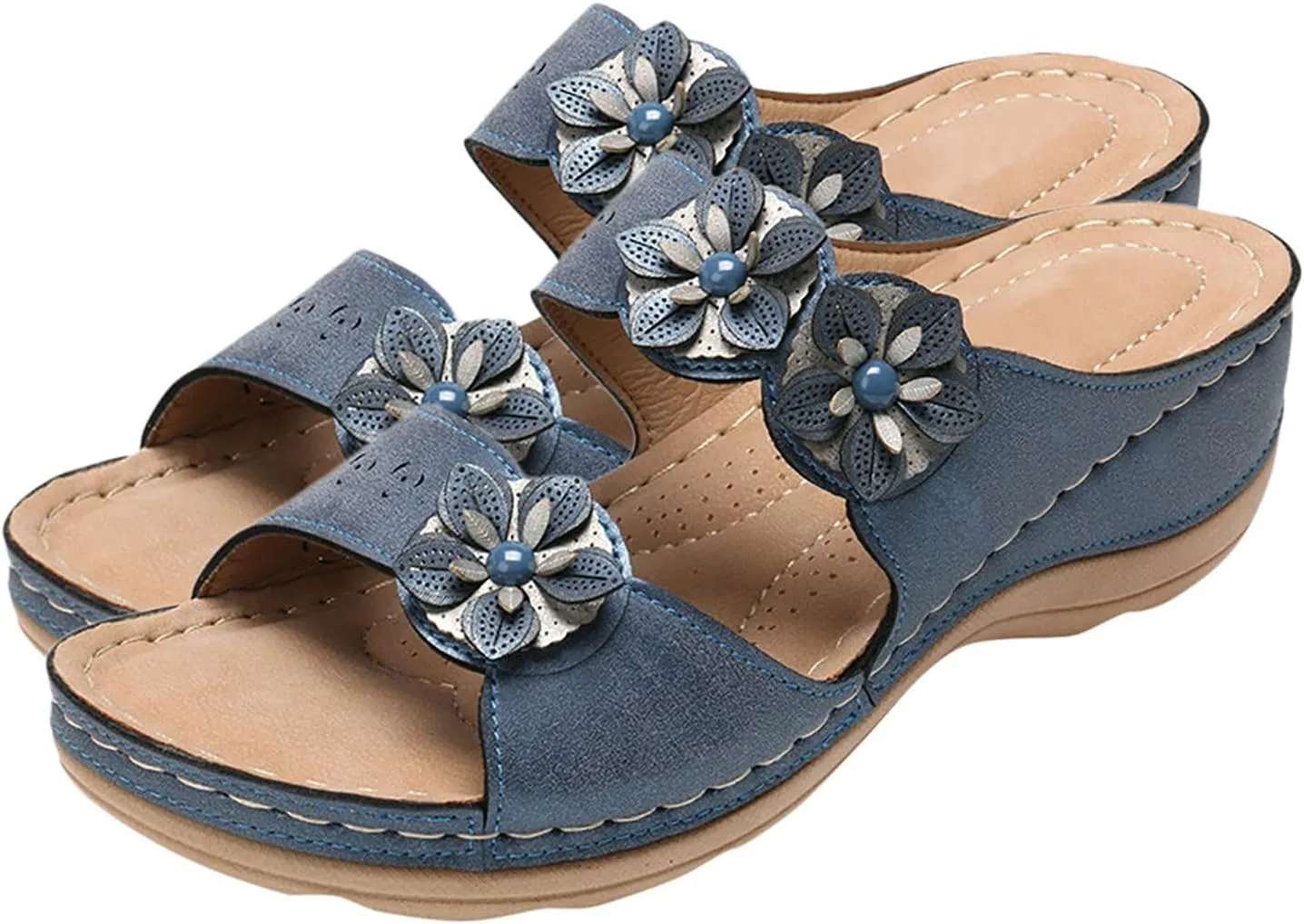 Eduavar Orthopedic Sandals for Women, Comfortable Sandals for Women Summer Open Toe Sandals Casual Beach Sandals Slippers