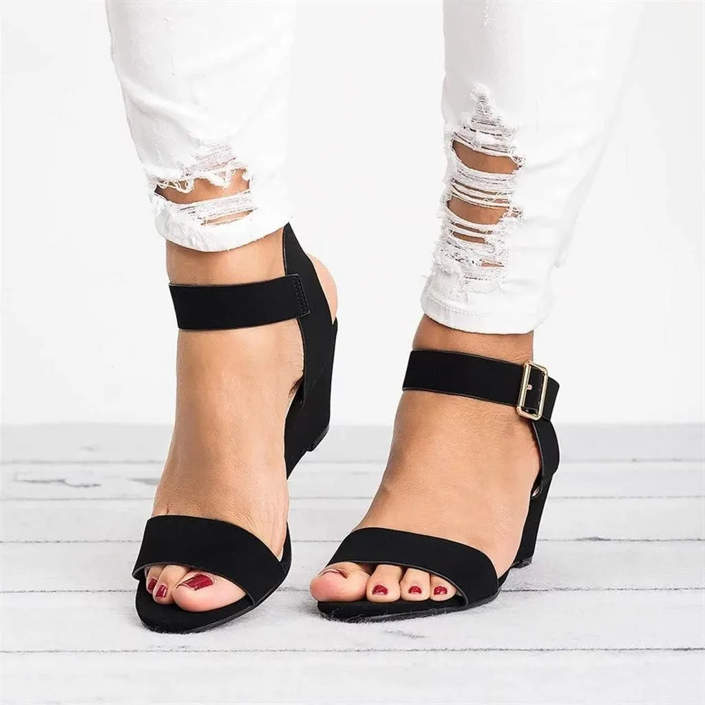 Eduavar Orthopedic Sandals for Women, Sandals Women Comfortable Open Toe Low Wedge Sandals Dressy Sandals with Ankle Strap