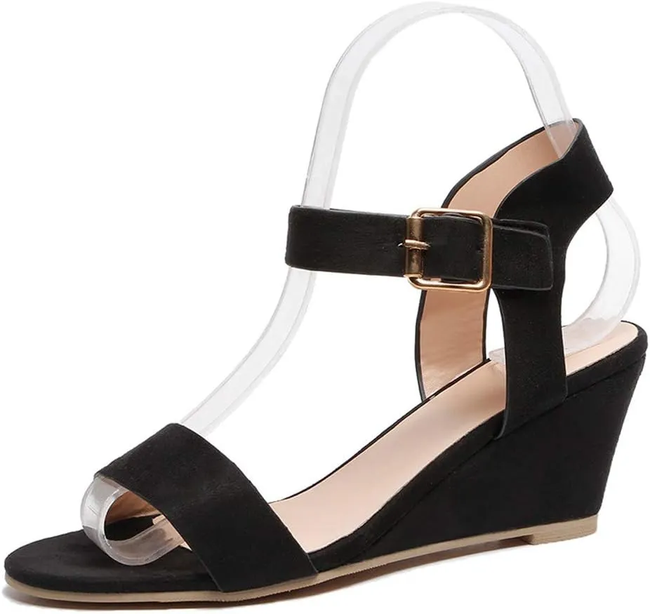 Eduavar Orthopedic Sandals for Women, Sandals Women Comfortable Open Toe Low Wedge Sandals Dressy Sandals with Ankle Strap