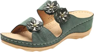 Eduavar Orthopedic Sandals for Women, Sandals Women Dressy Floral Sandals Breathable Open Toe Slip On Sandal Walking Slippers