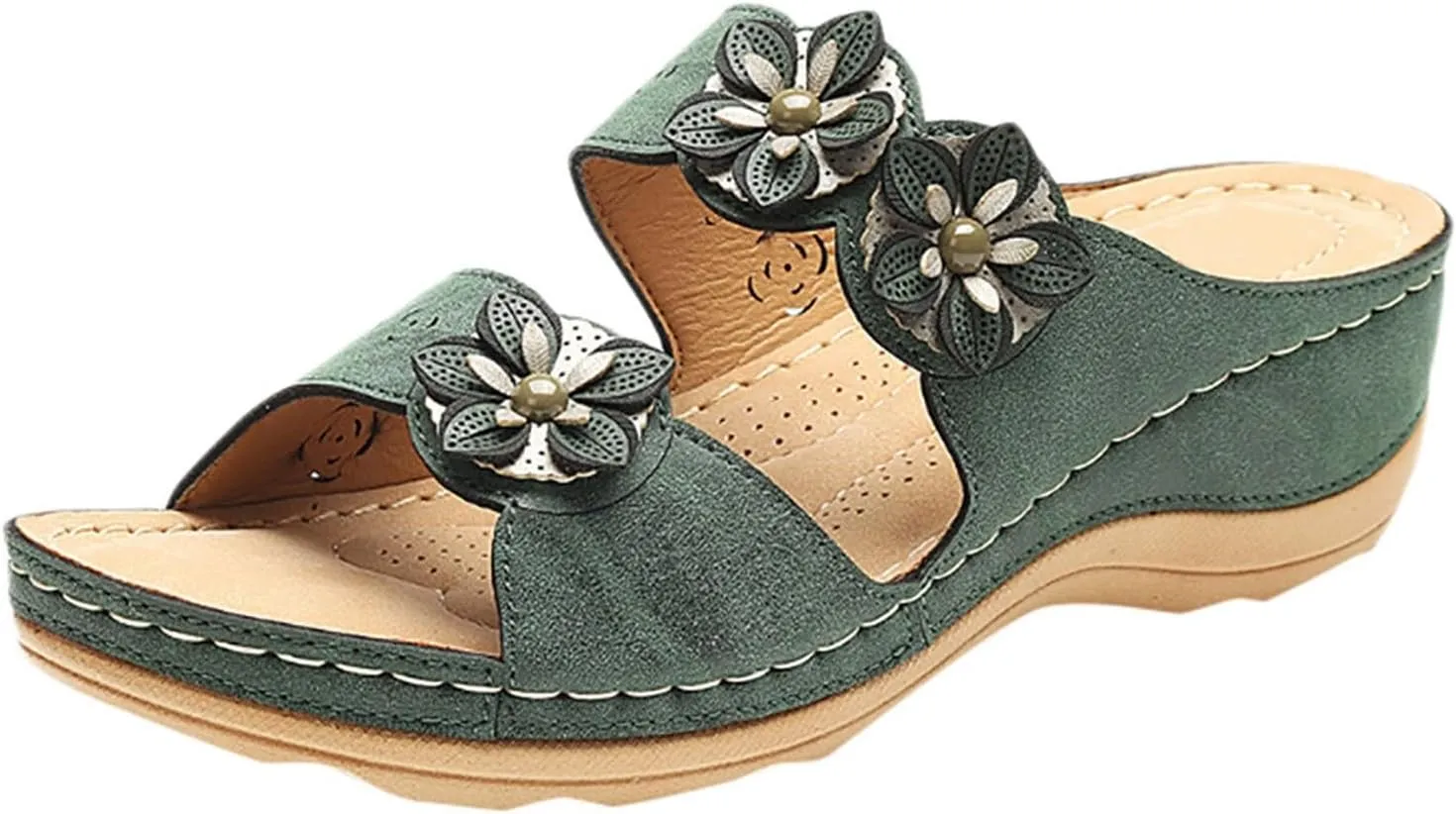 Eduavar Orthopedic Sandals for Women, Sandals Women Dressy Floral Sandals Breathable Open Toe Slip On Sandal Walking Slippers