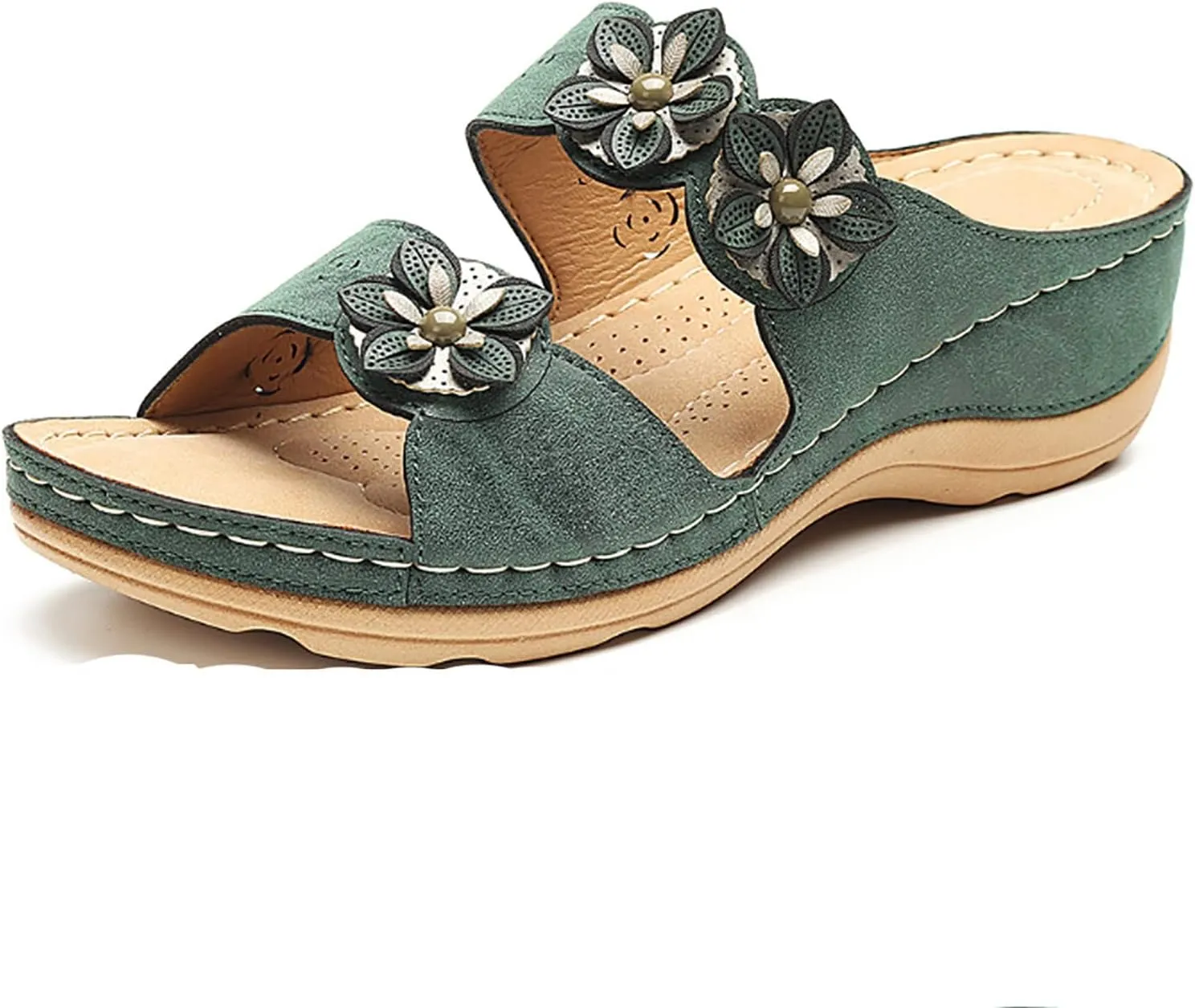 Eduavar Orthopedic Sandals for Women, Sandals Women Dressy Floral Sandals Breathable Open Toe Slip On Sandal Walking Slippers