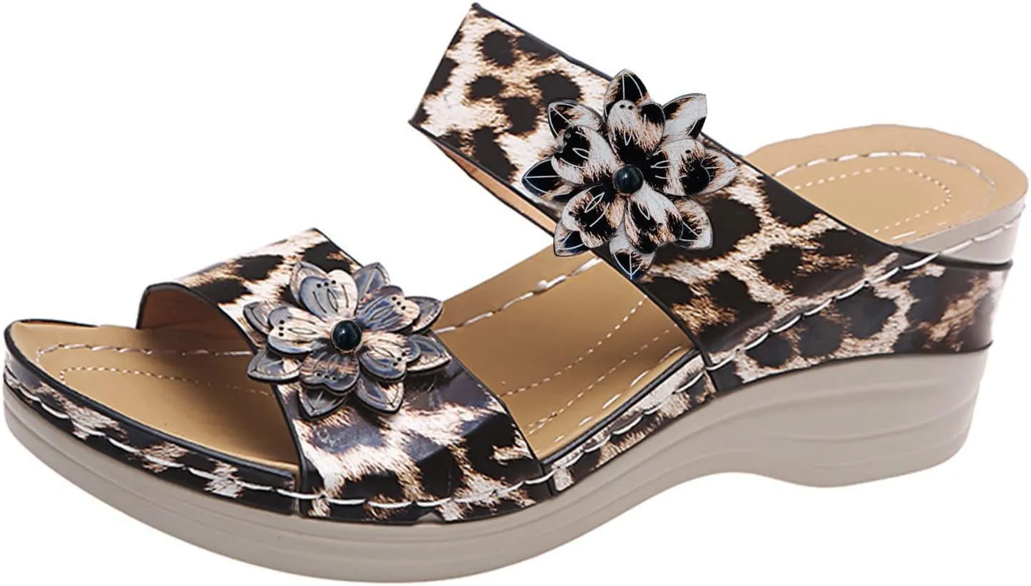 Eduavar Orthopedic Sandals for Women, Wedge Sandals for Women Summer Casual Open Toe Platform Sandals Travel Beach Sandals