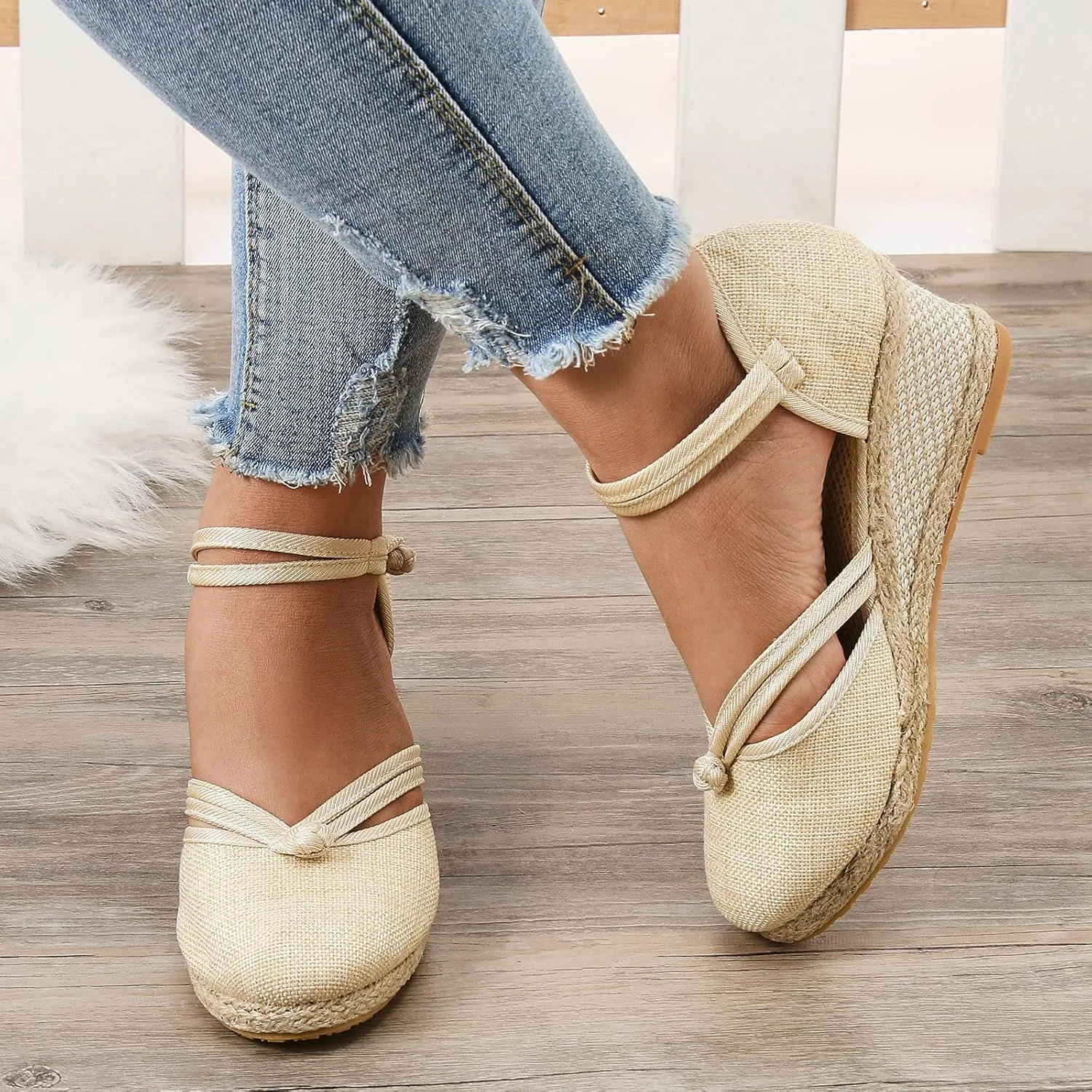 Eduavar Sandals for Women 2023, Sandals Women Dressy Summer Close Toe Sandals Comfy Breathable Wedge Platform Shoes