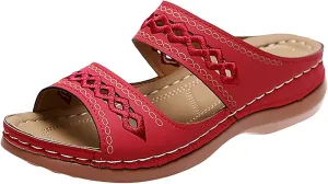 Eduavar Sandals for Women Casual Summer, Orthopedic Sandals for Women Casual Peep Toe Sandals Summer Beach Slip-on Sandals