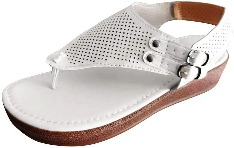 Eduavar Sandals for Women Dressy, Orthopedic Sandals for Women Comfy Soft Flip Flops Flat Sandals with Ankle Strap