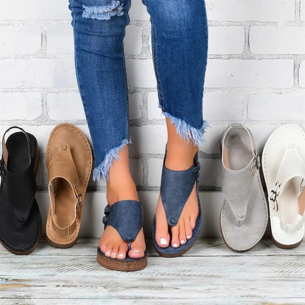 Eduavar Sandals for Women Dressy, Orthopedic Sandals for Women Comfy Soft Flip Flops Flat Sandals with Ankle Strap