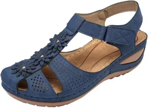 Eduavar Sandals Women Dressy Summer, Orthopedic Sandals for Women Comfortable Close Toe Sandals Cutout Wedge Sandals